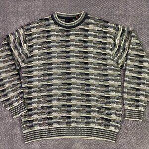Vintage Jantzen Sweater Men's Large Textured 3D Cosby Grandpa Acrylic